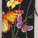 Image of Butterflies Eyeglass Case Floss Needlepoint Kit