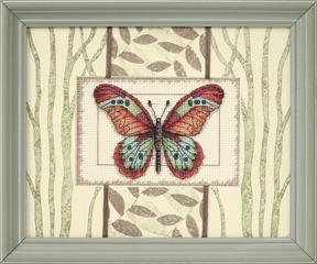 Image of Butterfly and Leaves Cross Stitch Kit 65026