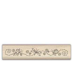 Image of Butterfly Border Wood Mounted Rubber Stamp