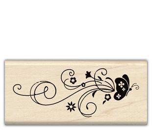 Image of Butterfly Flourish Wood Mounted Rubber Stamp 96519