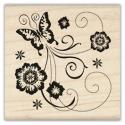 Image of Butterfly Scroll Wood Mounted Rubber Stamp