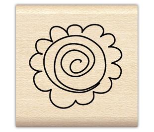 Image of Button Blossom Wood Mounted Rubber Stamp 96810