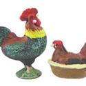 Image of Dollhouse Miniature Hen & Rooster Banty Painted