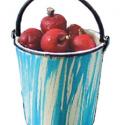 Image of Dollhouse Miniature Apples In Flow Blue Pail