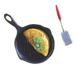 Image of Dollhouse Miniature Omelet W/Pan & Spatula