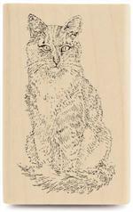 Image of Cat ER1031 Wood Mounted Rubber Stamp