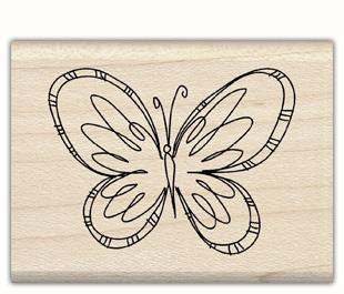Image of Checkerboard Butterfly Wood Mounted Rubber Stamp 97955