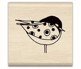 Image of Chickadee Dots Wood Mounted Rubber Stamp 97975