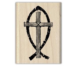 Image of Christian Fish Wood Mounted Rubber Stamp 96718