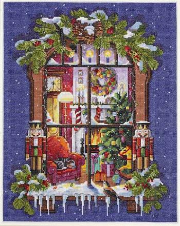 Image of Christmas Window Counted Cross Stitch Kit