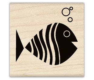 Image of Crazy Fish Wood Mounted Rubber Stamp