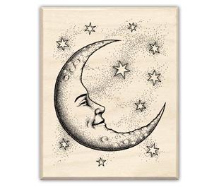 Image of Crescent Moon Wood Mounted Rubber Stamp