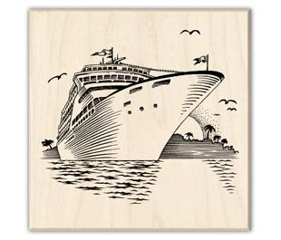 Image of Cruise Ship Wood Mounted Rubber Stamp