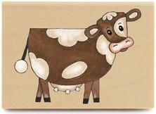 Image of Cutesy Cow GR1079 Wood Mounted Rubber Stamp