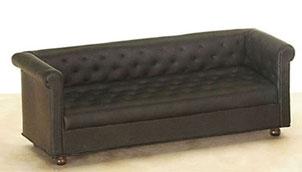 Image of Dollhouse Miniature Black Leather Sofa