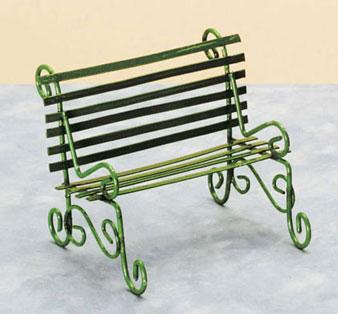 Image of Dollhouse Miniature Green Park Bench