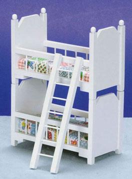 Image of Dollhouse Miniature White Bunk Bed w/Ladder