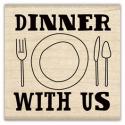 Image of Dinner With Us Wood Mounted Rubber Stamp 97421