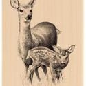 Image of Doe & Fawn JR1028 Wood Mounted Rubber Stamp