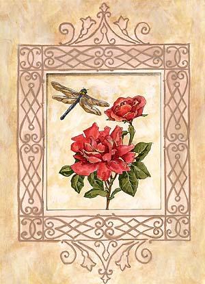 Image of Dragonfly And Rose Wood Mounted Rubber Stamp
