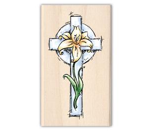 Image of Easter Cross Wood Mounted Rubber Stamp