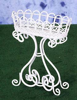 Image of Dollhouse Miniature White Wire Oval Planter