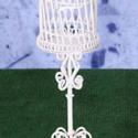 Image of Dollhouse Miniature White Wire Swirl Birdcage