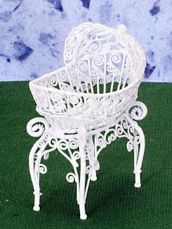 Image of Dollhouse Miniature White Wire Bassinet