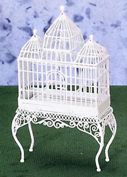 Image of Dollhouse Miniature White Wire Birdcage