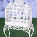 Image of Dollhouse Miniature White Wire Birdcage