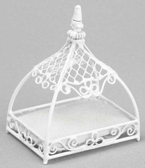 Image of Dollhouse Miniature White Wire Palatial Cat Bed