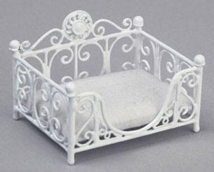 Image of Dollhouse Miniature White Wire Rectangular Cat Bed