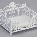 Image of Dollhouse Miniature White Wire Rectangular Cat Bed