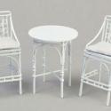 Image of Dollhouse Miniature White Wire High Table with 2 Stools