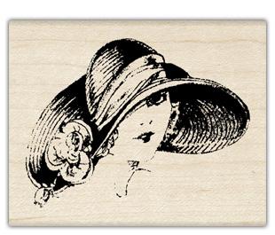 Image of Elegant Hat Wood Mounted Rubber Stamp