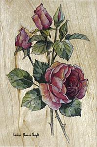 Image of English Rose Wood Mounted Rubber Stamp
