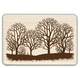 Image of Fall Trees Silhouette Wood Mounted Rubber Stamp