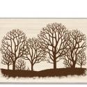 Image of Fall Trees Silhouette Wood Mounted Rubber Stamp