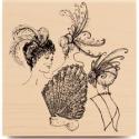 Image of Feathers And Fans Wood Mounted Rubber Stamp