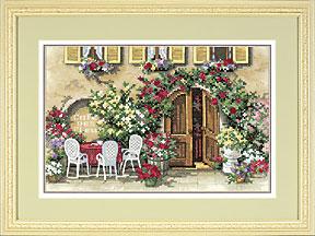 Image of Floral Cafe Stamped Cross Stitch Kit