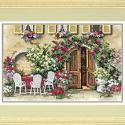 Image of Floral Cafe Stamped Cross Stitch Kit