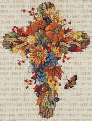 Image of Fall Floral Cross Counted Cross Stitch Kit