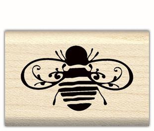 Image of Flourish Bee Wood Mounted Rubber Stamp 97979