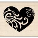 Image of Flourish Heart Wood Mounted Rubber Stamp 97489