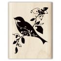 Image of Flourished Bird Branch Wood Mounted Rubber Stamp 97981