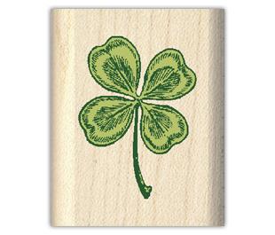 Image of Four Leaf Clover Wood Mounted Rubber Stamp