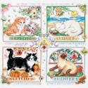 Image of Four Seasons Cats Stamped Cross Stitch Kit