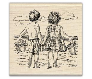 Image of Fun On The Beach Wood Mounted Rubber Stamp