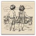 Image of Fun On The Beach Wood Mounted Rubber Stamp