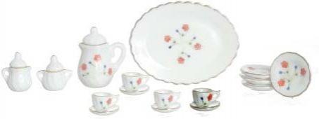 Image of Dollhouse Miniature Porcelain Tea Set